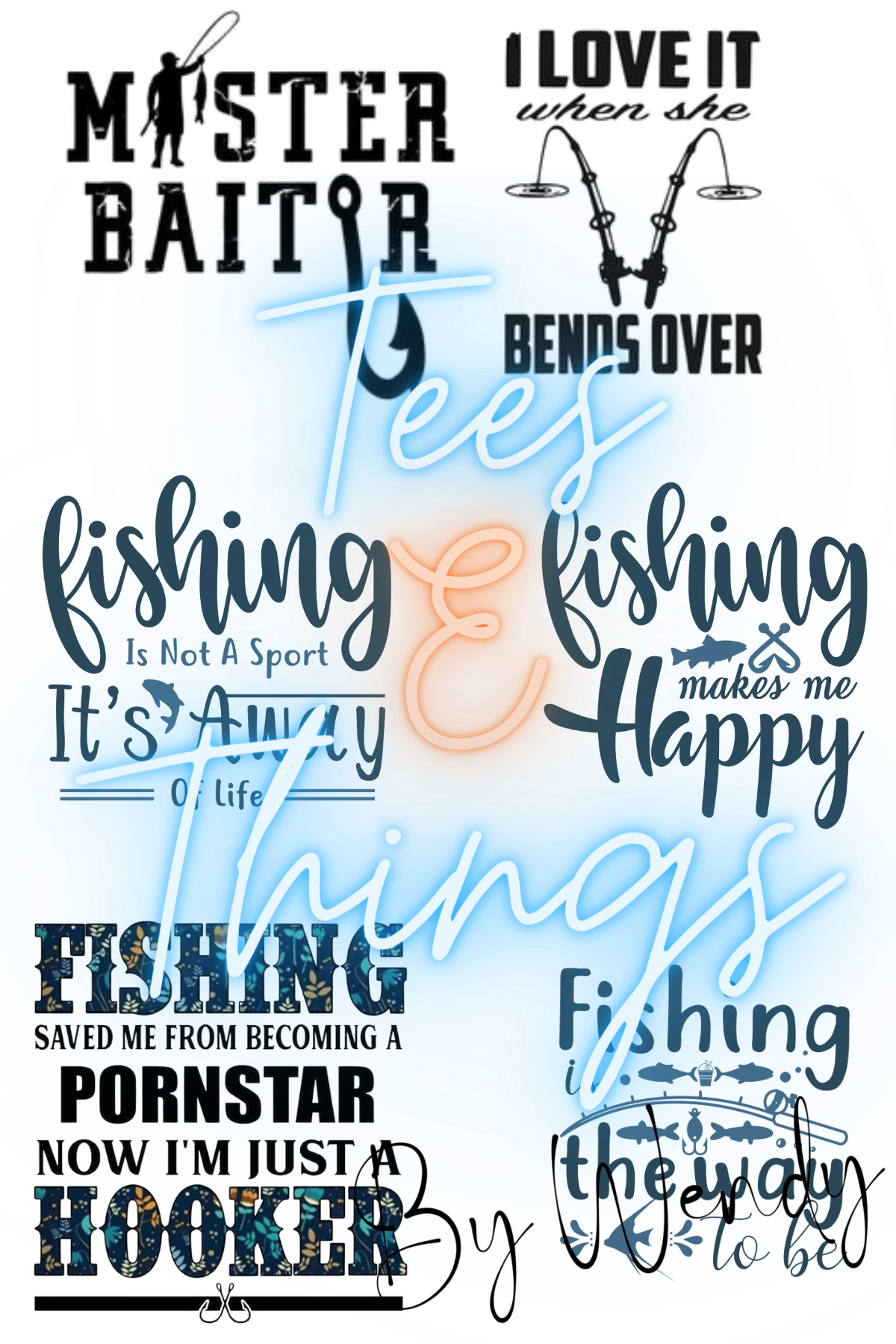 6PK Mixed Media Fishing PNG Files